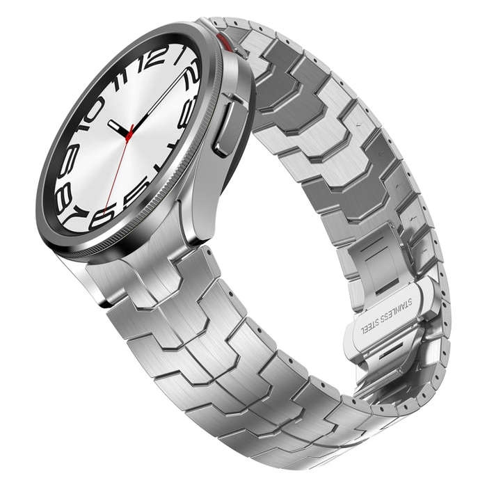 For Samsung Galaxy Watch 4 40 / 44mm Lron Man Curved Connection Stainless Steel Watch Band(Gray)