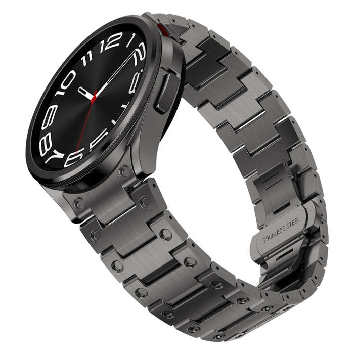 For Samsung Galaxy Watch 4 Classic 42 / 46mm Dual Circle Curved Connection Stainless Steel Watch ...
