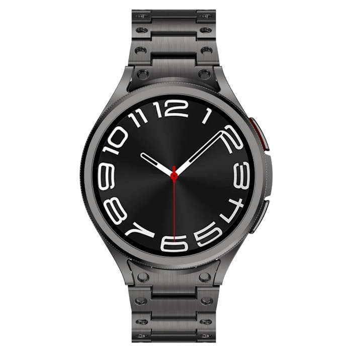 For Samsung Galaxy Watch 4 Classic 42 / 46mm Dual Circle Curved Connection Stainless Steel Watch ...