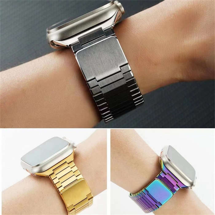 For Apple Watch Series 4 40mm Bamboo Magnetic Stainless Steel Metal Watch Strap(Silver Black)