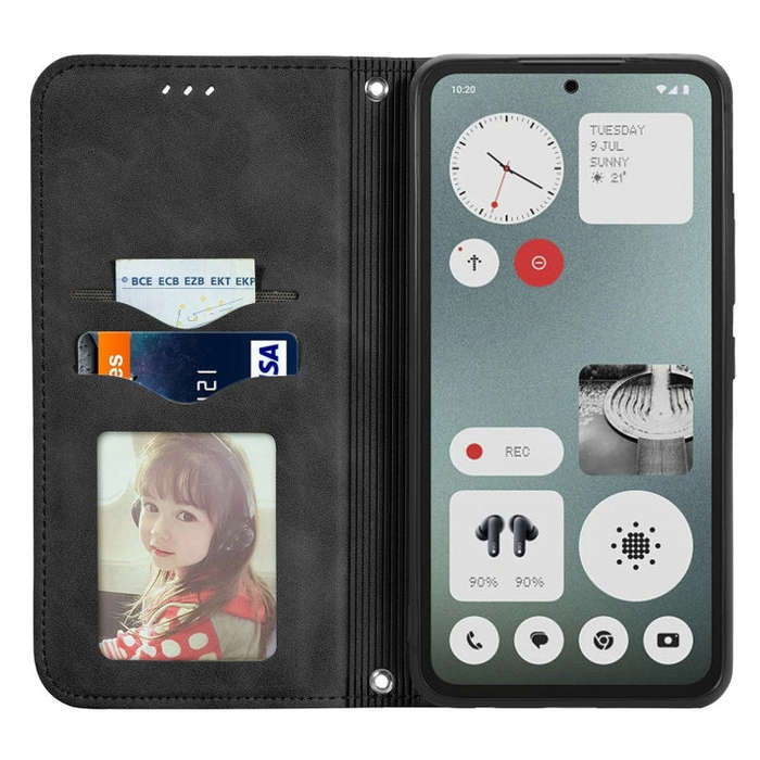For  Nothing CMF Phone 1 Retro Skin Feel Magnetic Flip Leather Phone Case(Black)
