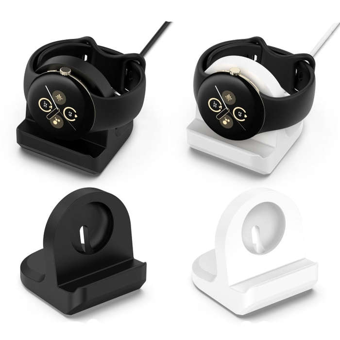 For Google Pixel Watch 2 Smart Watch Silicone Charging Bracket with Charger(Black)