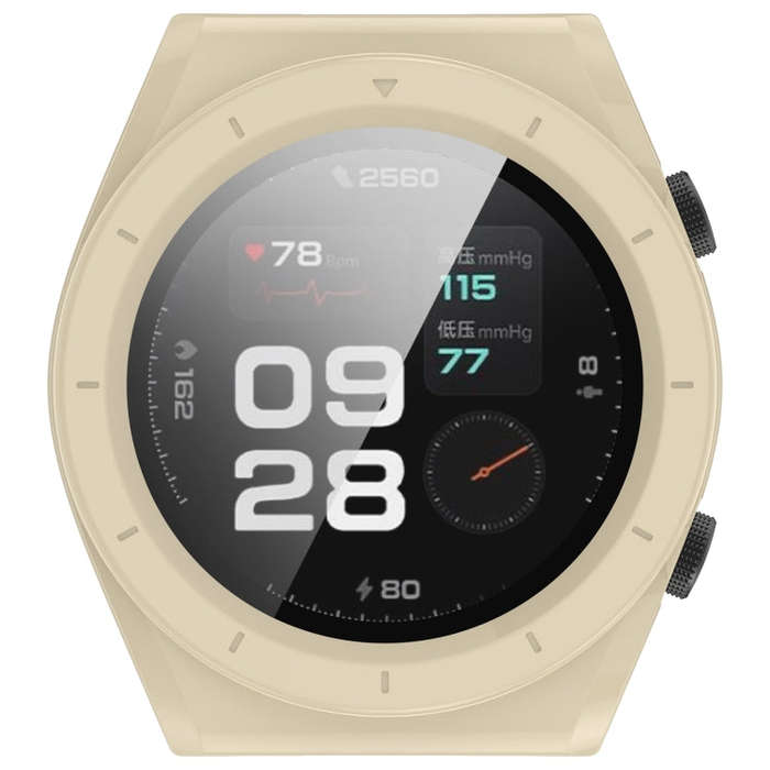 For Xiaomi Watch H1 PC + Tempered Film Integrated Watch Protective Case(Beige)