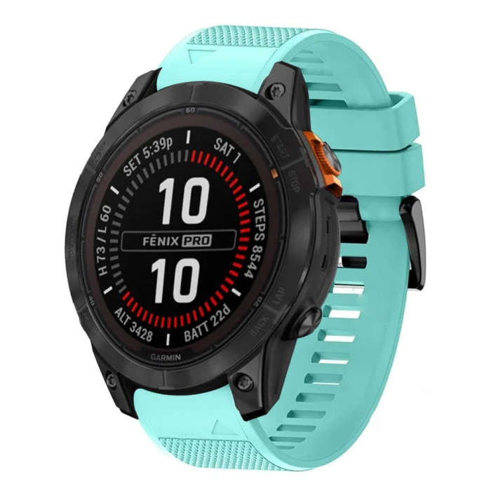 For Garmin Fenix 7X Pro 51mm Quick Release 26mm Silicone Watch Band(Mint Green)