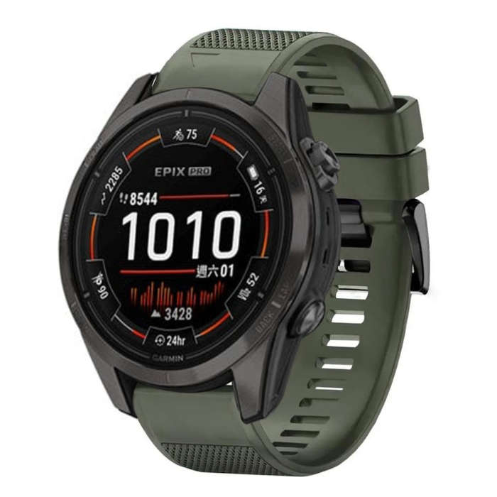 For Garmin Epix Pro 51mm Quick Release 26mm Silicone Watch Band(Army Green)