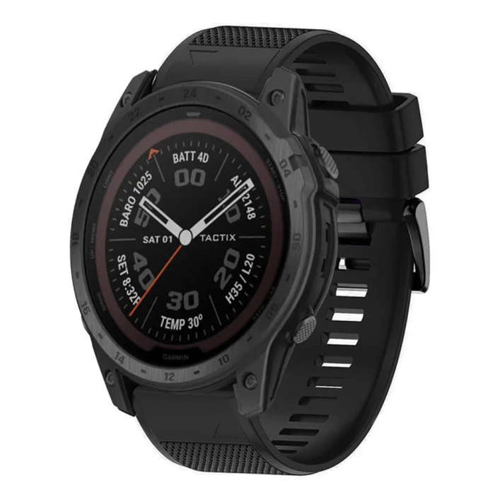 For Garmin Tactix 7 Quick Release 26mm Silicone Watch Band(Black)