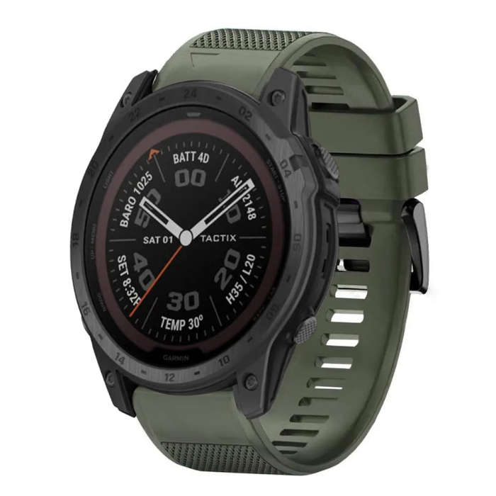 For Garmin Tactix 7 Quick Release 26mm Silicone Watch Band(Army Green)