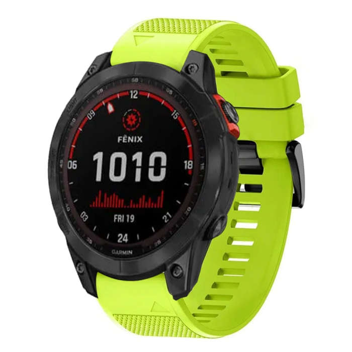 For Garmin Fenix 7X Solar Quick Release 26mm Silicone Watch Band(Lime Green)