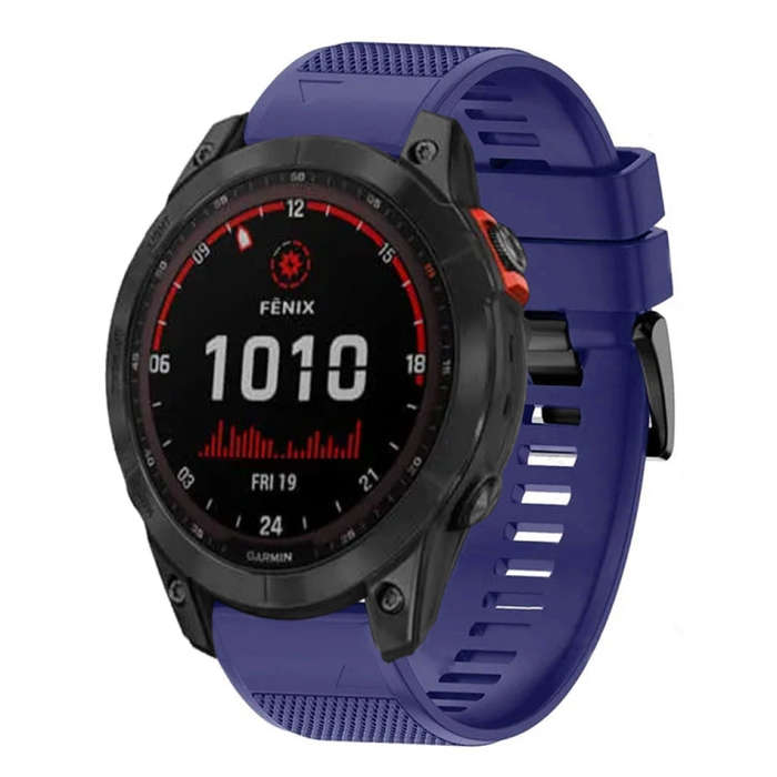 For Garmin Fenix 7X Solar Quick Release 26mm Silicone Watch Band(Midnight Blue)
