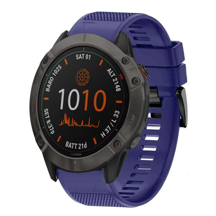 For Garmin Fenix 6X Quick Release 26mm Silicone Watch Band(Midnight Blue)