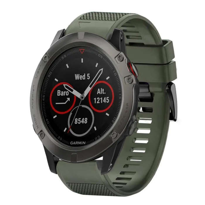For Garmin Fenix 5X Sapphire Quick Release 26mm Silicone Watch Band(Army Green)