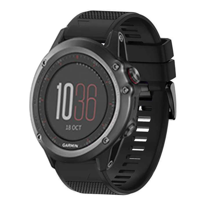 For Garmin Fenix 3 Quick Release 26mm Silicone Watch Band(Black)