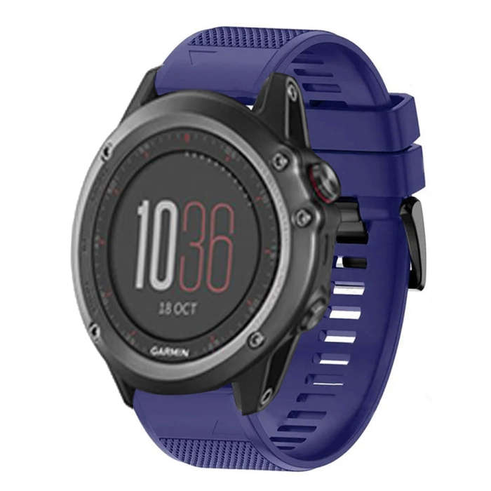 For Garmin Fenix 3 Quick Release 26mm Silicone Watch Band(Midnight Blue)