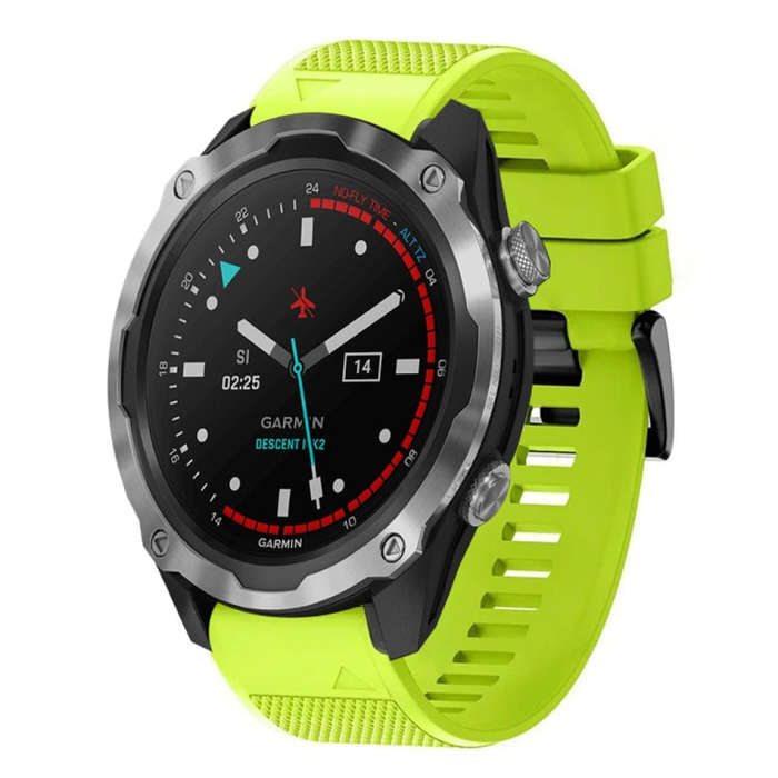For Garmin Descent MK 2 Quick Release 26mm Silicone Watch Band(Lime Green)