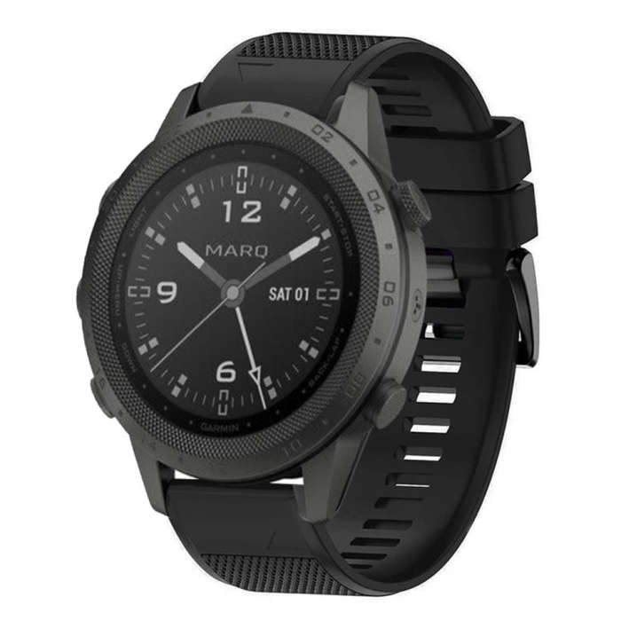 For Garmin MARQ Commander Quick Release 22mm Silicone Watch Band(Black)