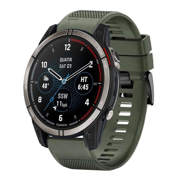 For Garmin Quatix 7 Quick Release 22mm Silicone Watch Band(Army Green)