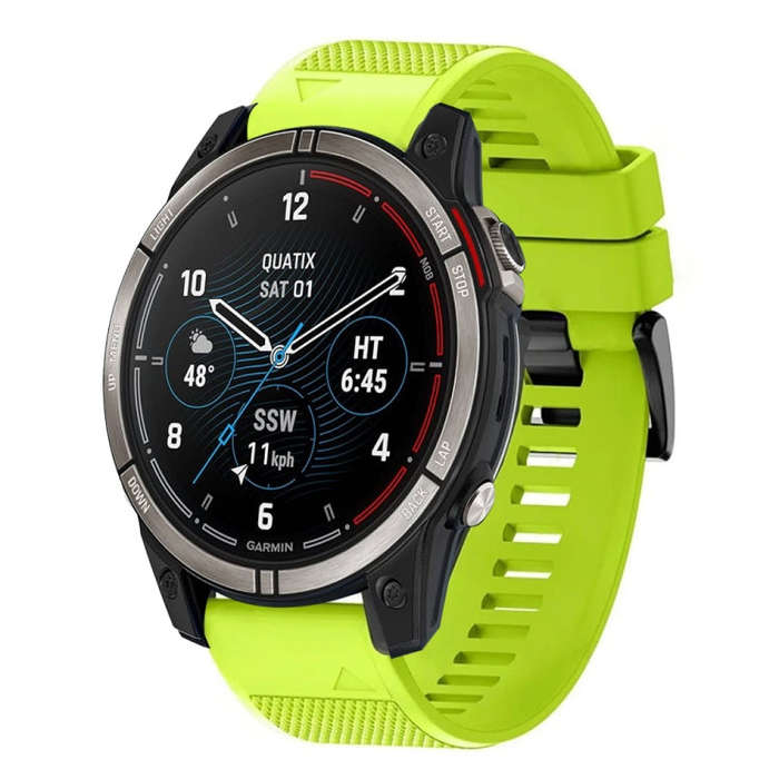 For Garmin Quatix 7 Quick Release 22mm Silicone Watch Band(Lime Green)