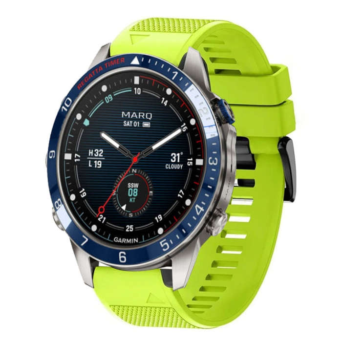 For Garmin MARQ Captain Gen 2 Quick Release 22mm Silicone Watch Band(Lime Green)