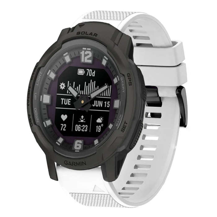 For Garmin Instinct Crossover Solar Quick Release 22mm Silicone Watch Band(White)