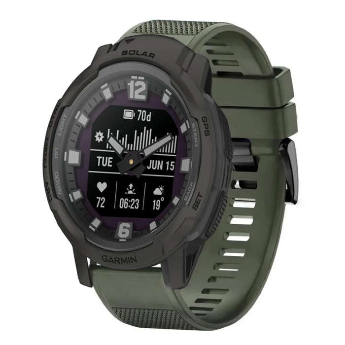 For Garmin Instinct Crossover Solar Quick Release 22mm Silicone Watch Band(Army Green)