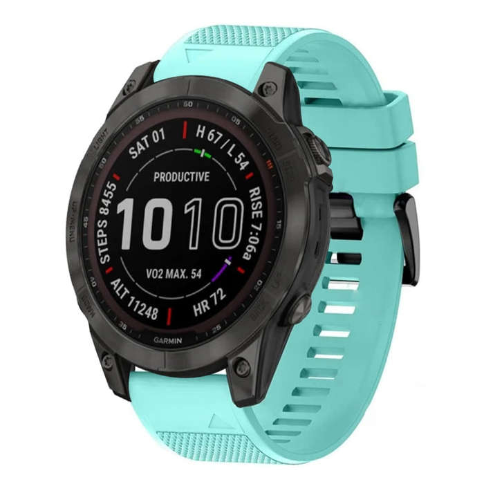 For Garmin Fenix 7 Sapphire Solar Quick Release 22mm Silicone Watch Band(Mint Green)