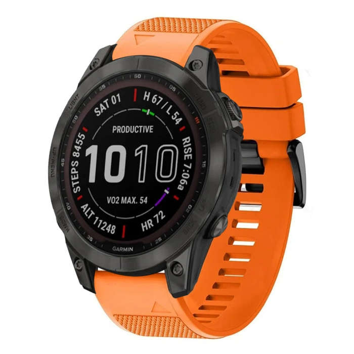 For Garmin Fenix 7 Sapphire Solar Quick Release 22mm Silicone Watch Band(Orange)
