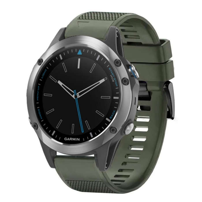 For Garmin Quatix 5 Quick Release 22mm Silicone Watch Band(Army Green)