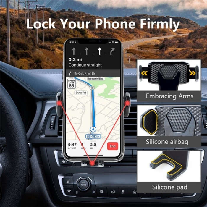 360 Degree Rotation Mobile Phone Holder Bracket Car Air Outlet Clip Mount