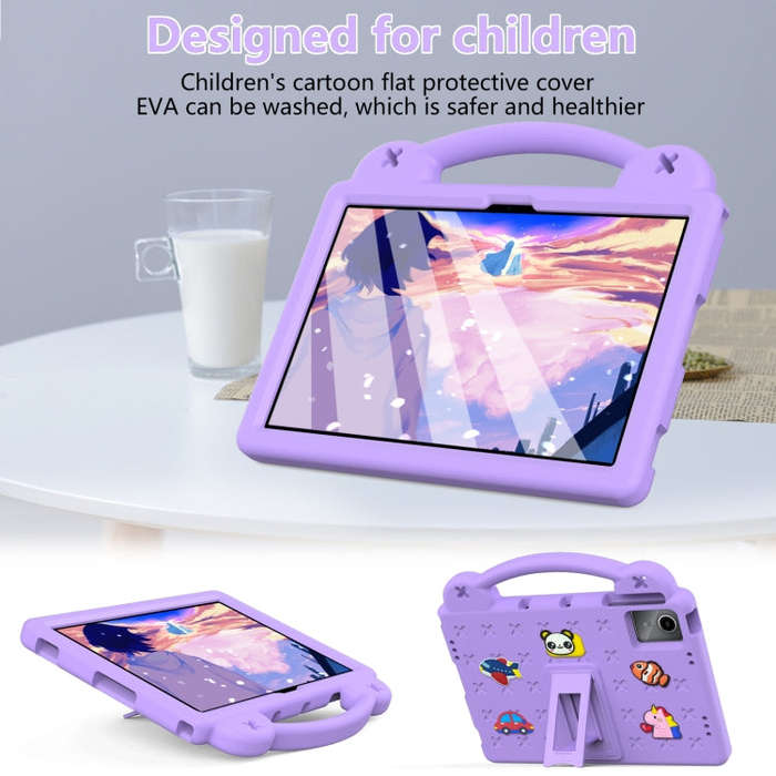 For Huawei MatePad SE 11 2024 Handle Kickstand Children EVA Shockproof Tablet Case(Light Purple)