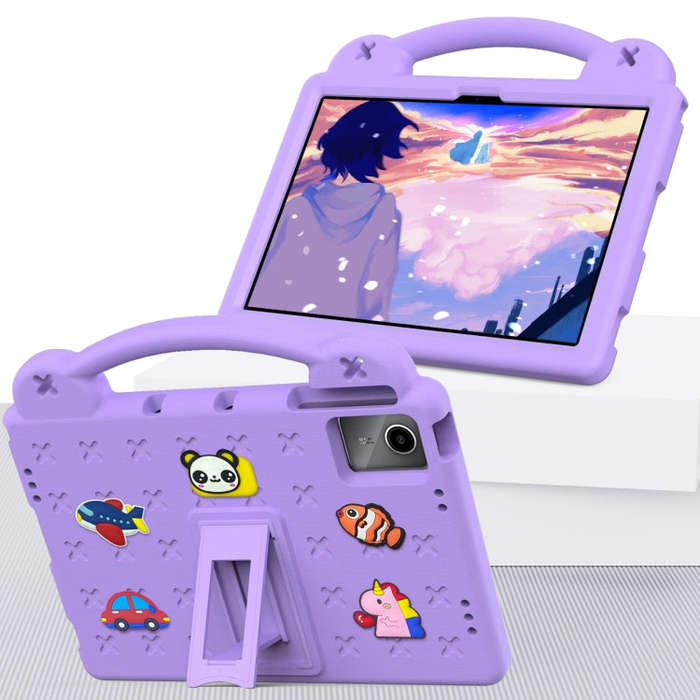 For Huawei MatePad SE 11 2024 Handle Kickstand Children EVA Shockproof Tablet Case(Light Purple)