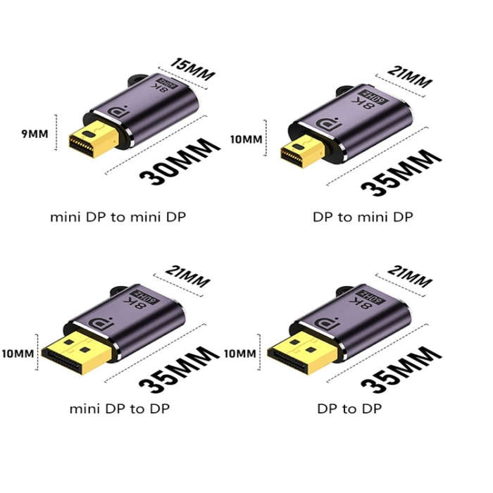DP1.4 Male to DP 1.4 Female Adapter 8K 60Hz HD Video Transmission Expanding