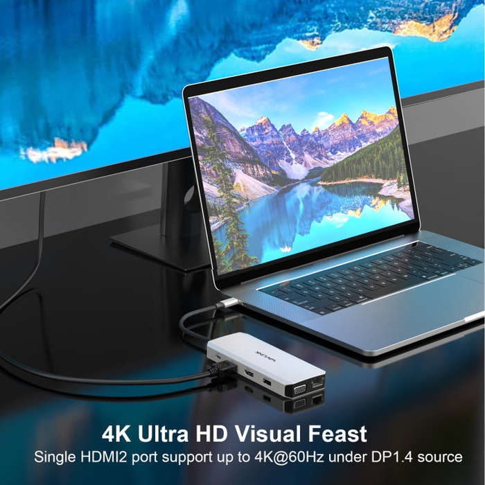 WAVLINK WL-UMD301 12 in 1 Multi-port Adapter 2*HDMI+1*VGA Triple Display USB-C Hub Dock