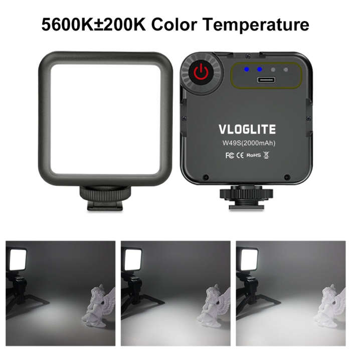 VLOGLITE W49S Adjustable Brightness Mini Beauty Video Light Photography Live Streaming LED Fill L...