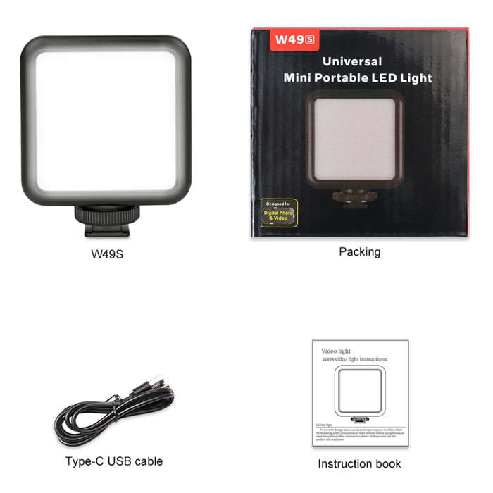 VLOGLITE W49S Adjustable Brightness Mini Beauty Video Light Photography Live Streaming LED Fill L...