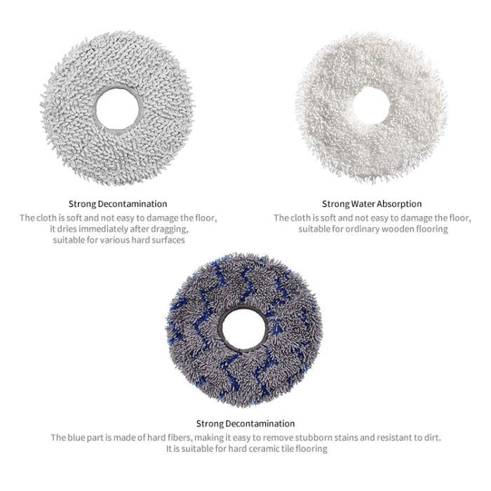 JUNSUNMAY 4pcs Washable Mop Pads Replacement for ECOVACS DEEBOT X1 Turbo / X2 Omni / T20 Pro(White)