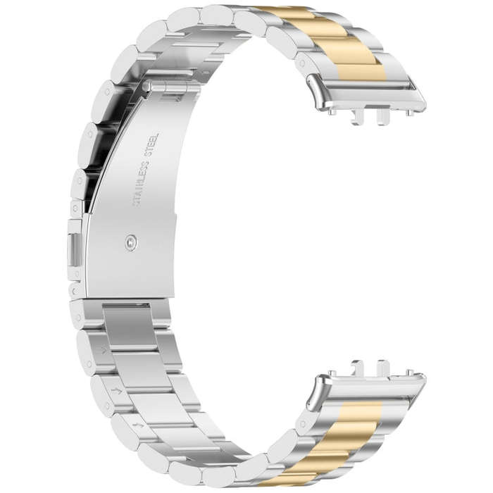 For Samsung Galaxy Fit 3 SM-R390 Three Bead Stainless Steel Metal Watch Band(Silver+Gold)