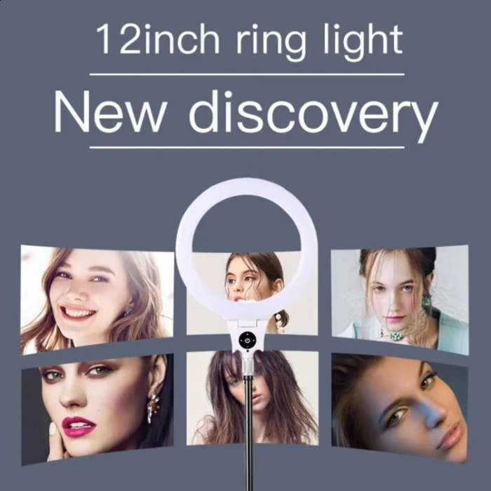 JMARY FM-12R Photography LED Fill Light 12-inch Video Recording Ring Light(EU Plug)