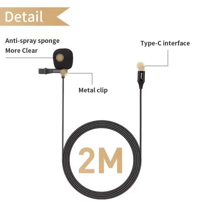 JMARY MC-R2 Interview Video Recording Mic Lavalier Type-C Port Wired Microphone, Length: 2m