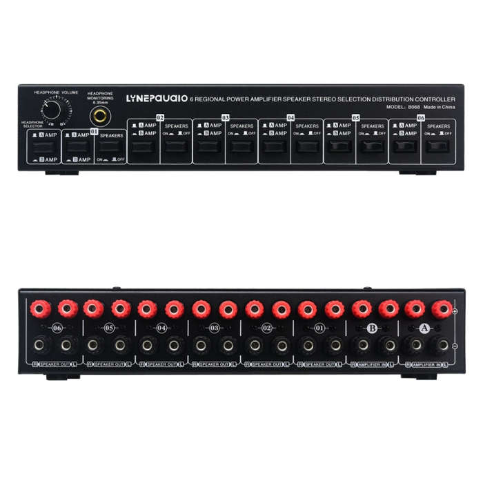 B06 82 In 6 Out Power Amplifier Speaker Selector 6 Region Stereo Speaker Switcher