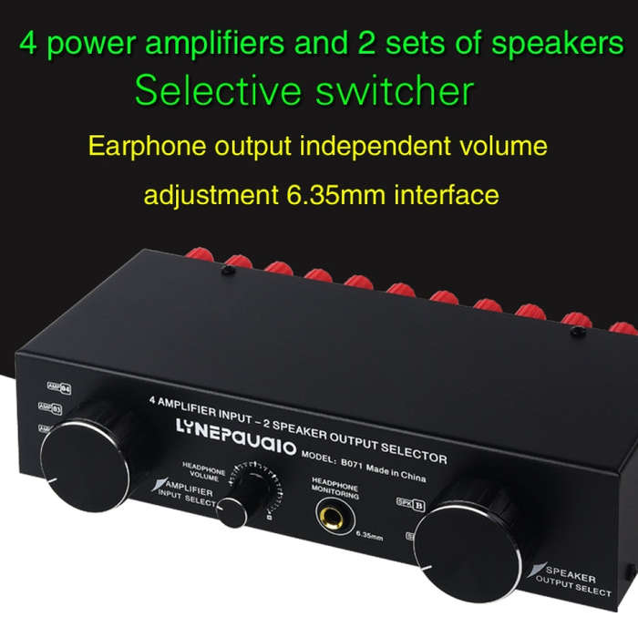 B071 4 Input 2 Output or 2 In 4 Out Power Amplifier Speaker Selector Switcher