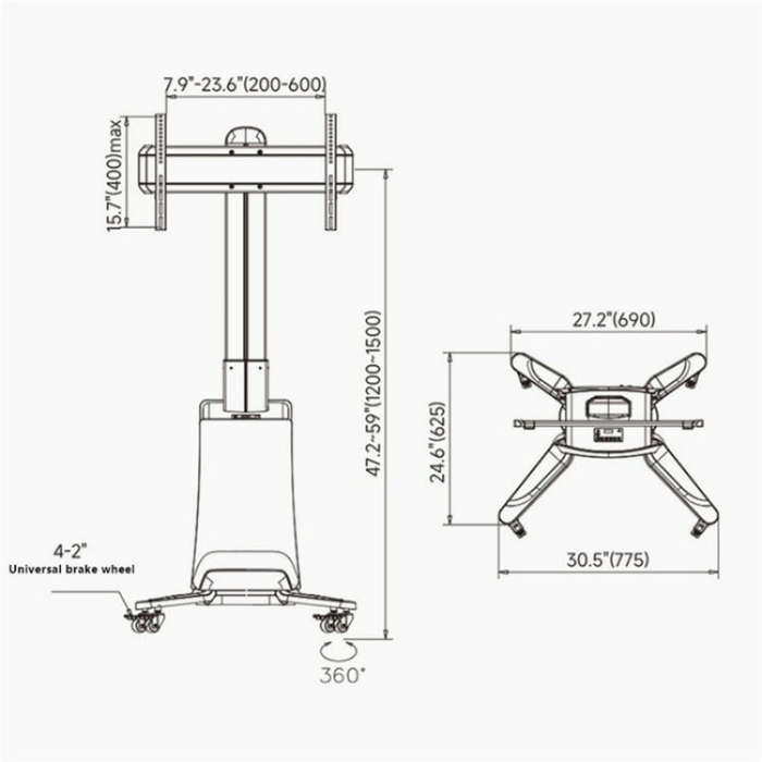 NB G85 55-85 inch TV Electric Remote Control Mobile Cart TV Floor Stand For Samsung / Hisense(AU ...