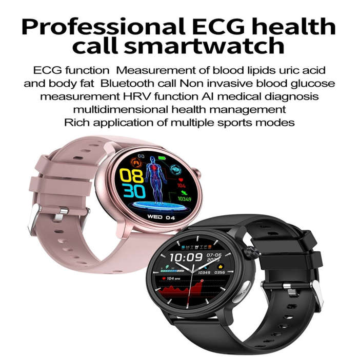 ET470 1.39 inch Color Screen Smart Watch Silicone Strap, Support Bluetooth Call / ECG(Pink)