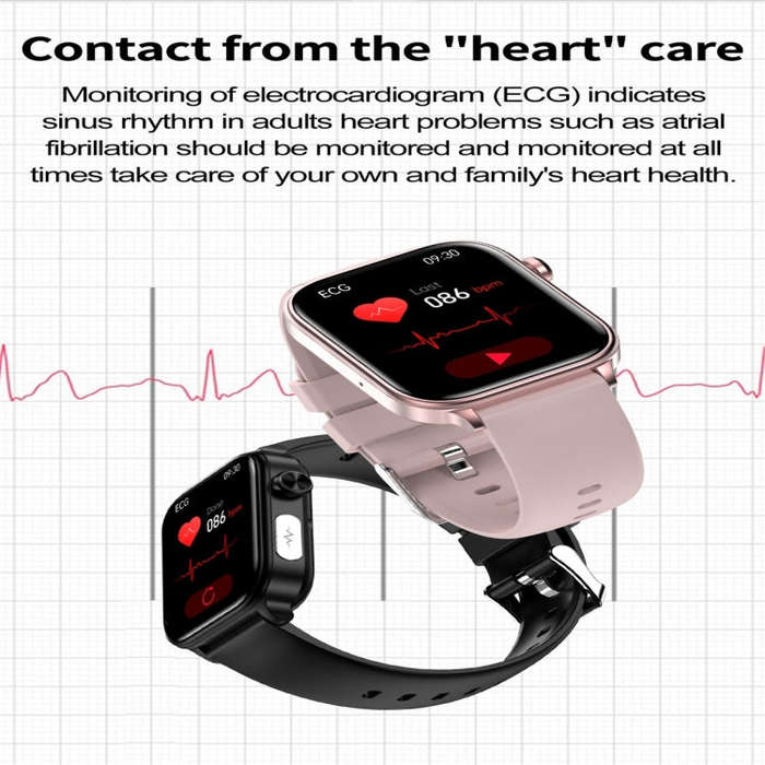 ET570 1.96 inch Color Screen Smart Watch Silicone Strap, Support Bluetooth Call / ECG(Pink)