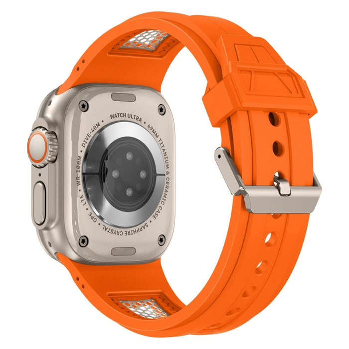 For Apple Watch Series 6 44mm Breathable Stainless Steel Mesh TPU Watch Band(Orange Titanium)
