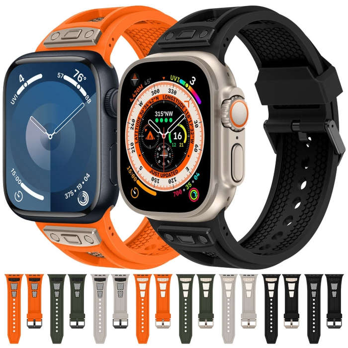 For Apple Watch Series 8 45mm Breathable Stainless Steel Mesh TPU Watch Band(Starlight Titanium)
