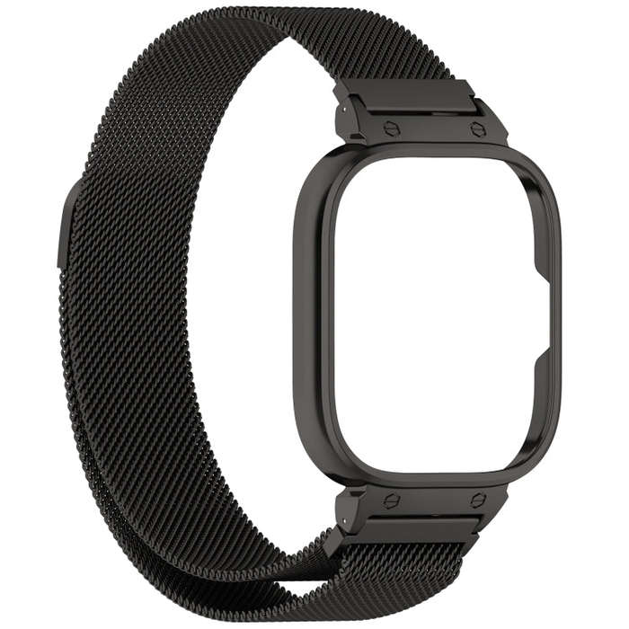 For CMF Watch Pro D395 Metal Frame + Milanese Integrated Magnetic Watch Band(Black)