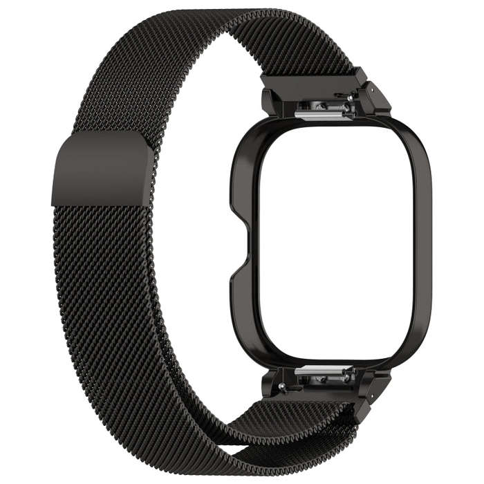 For CMF Watch Pro D395 Metal Frame + Milanese Integrated Magnetic Watch Band(Black)