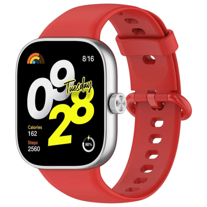 For Redmi Watch 4 / Watch 5 Solid Color Colorful Buckle Silicone Watch Band(Red)