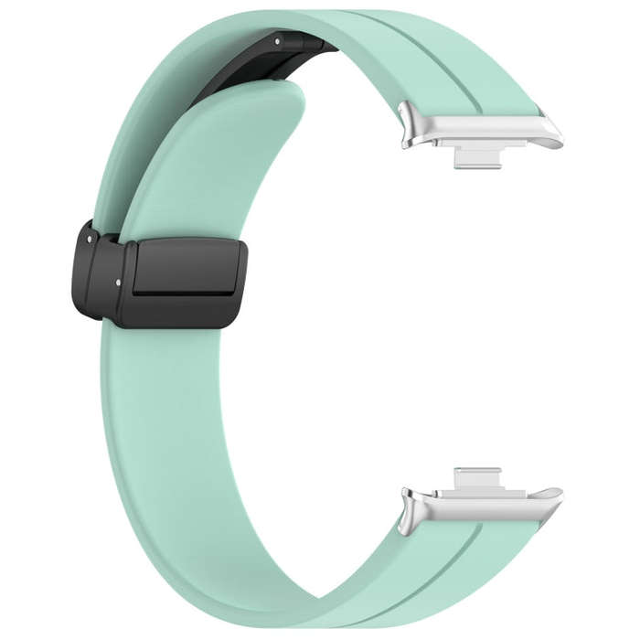 For Xiaomi Smart Band 9 Pro / 8 Pro Groove Folding Magnetic Buckle Silicone Watch Band(Teal)