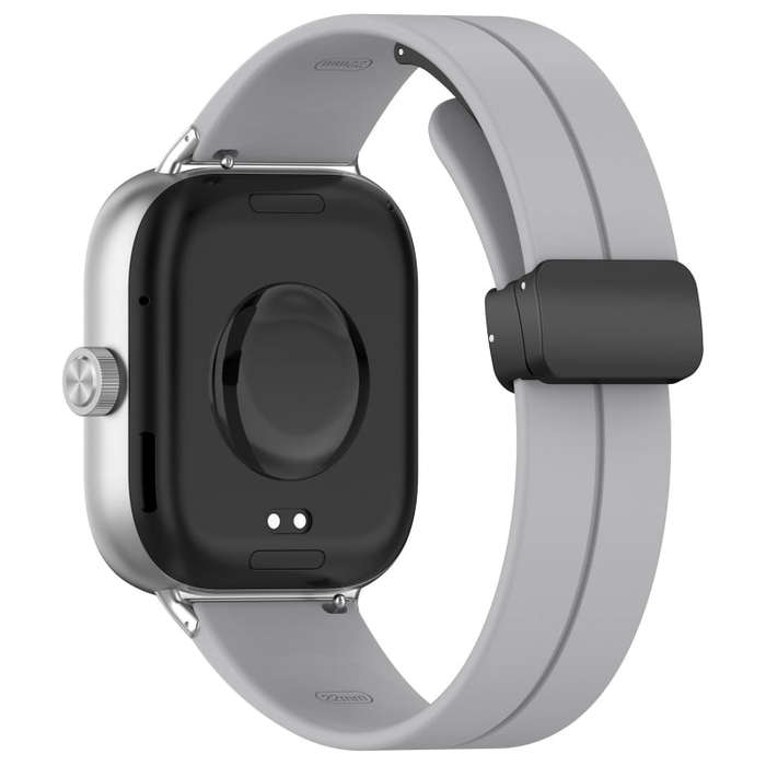 For Xiaomi Smart Band 9 Pro / 8 Pro Groove Folding Magnetic Buckle Silicone Watch Band(Light Gray)
